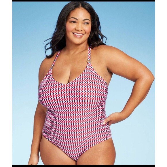 Kona Sol Women's Medium Coverage One Piece Swimsuit Ribbed Swimwear - Picture 1 of 3